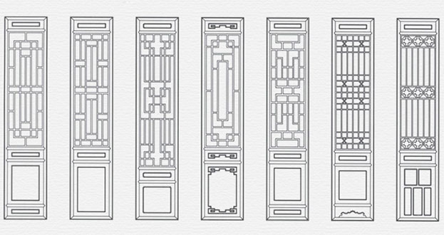 托克逊常用中式仿古花窗图案隔断设计图