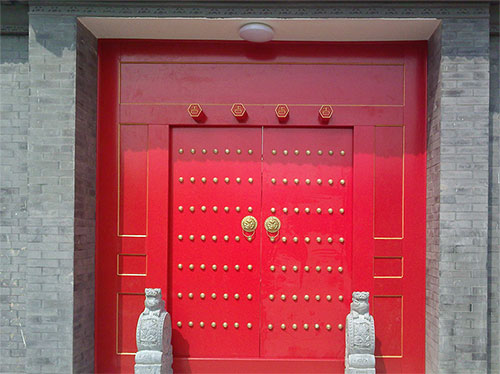 托克逊中国传统四合院系列朱红色中式木制大门木作
